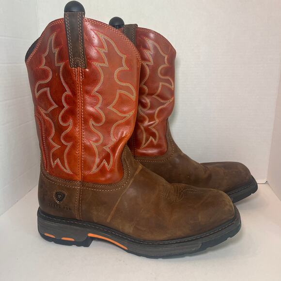 Ariat Men's WorkHog Square Steel Toe Waterproof Work Boots Dark Earth Size 14 - Picture 5 of 9